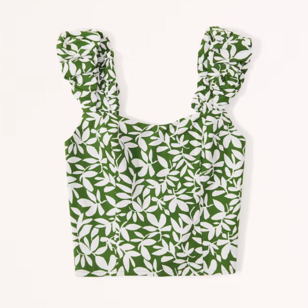 Abercrombie & Fitch - Bubble Strap Poplin Top - XS - Green